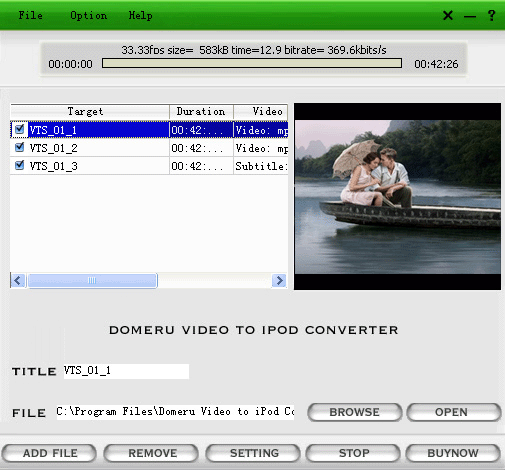 Domeru Video to iPod Converter screenshot